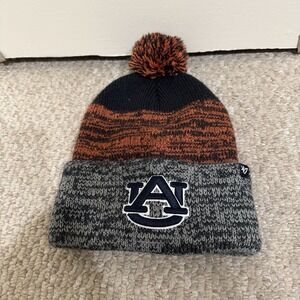 Auburn Tigers '47 Brand Cuffed Pom Knit Blue Orange White Beanie
